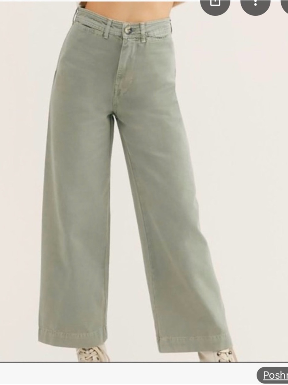 Free People We The Free Patti Wide Leg Crop Pants Green High Rise 28 - Picture 2 of 13